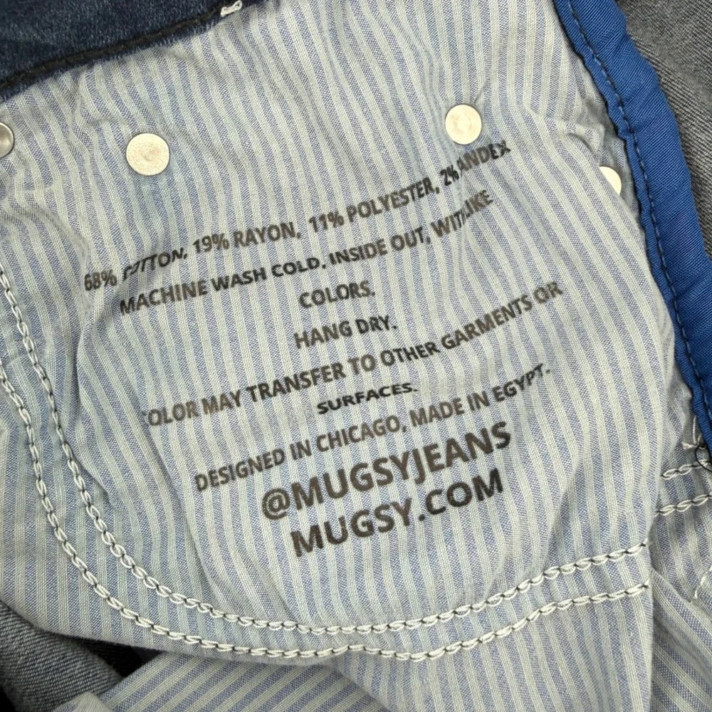 Mugsy Studio Blue Mens Slim Fit Dark Wash‎ Stretch Jeans 34x34